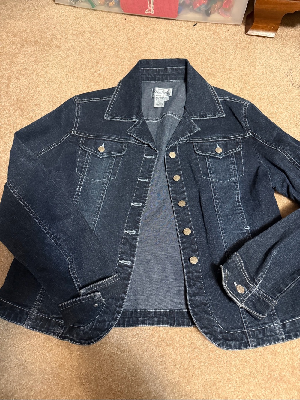 "Live a Little" brand women's dark wash denim jacket size large